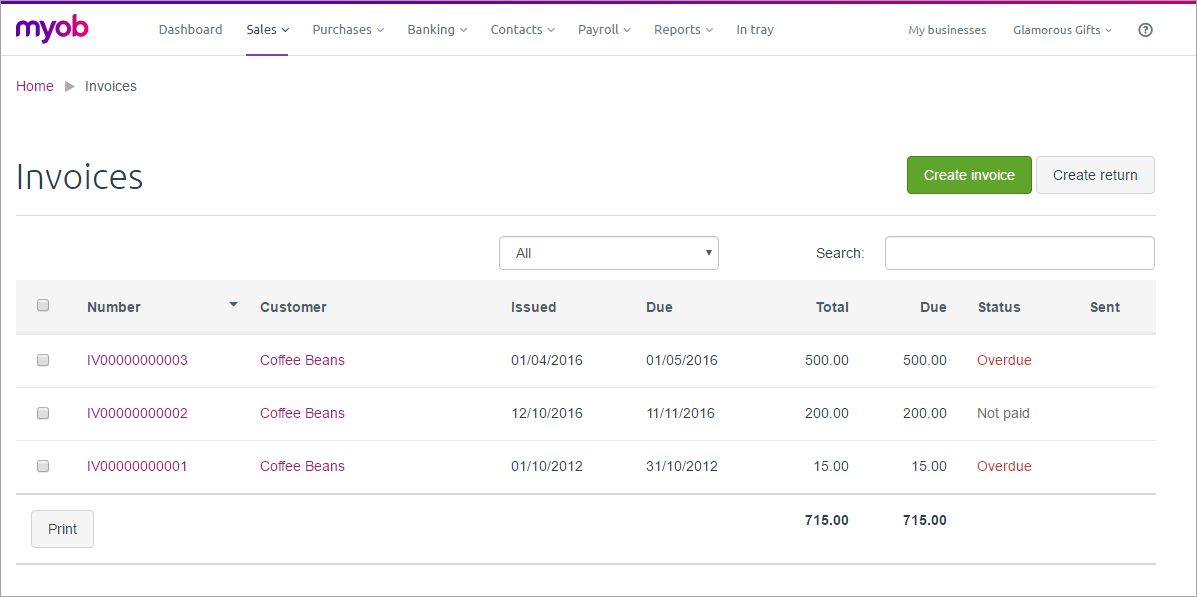 Sales MYOB Essentials Accounting MYOB Help Centre